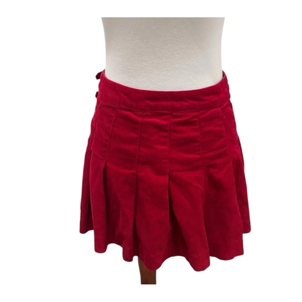 Polo Ralph Lauren Girls Red Corduroy Pleated Kilt Skirt Girls Size L 12 Preppy